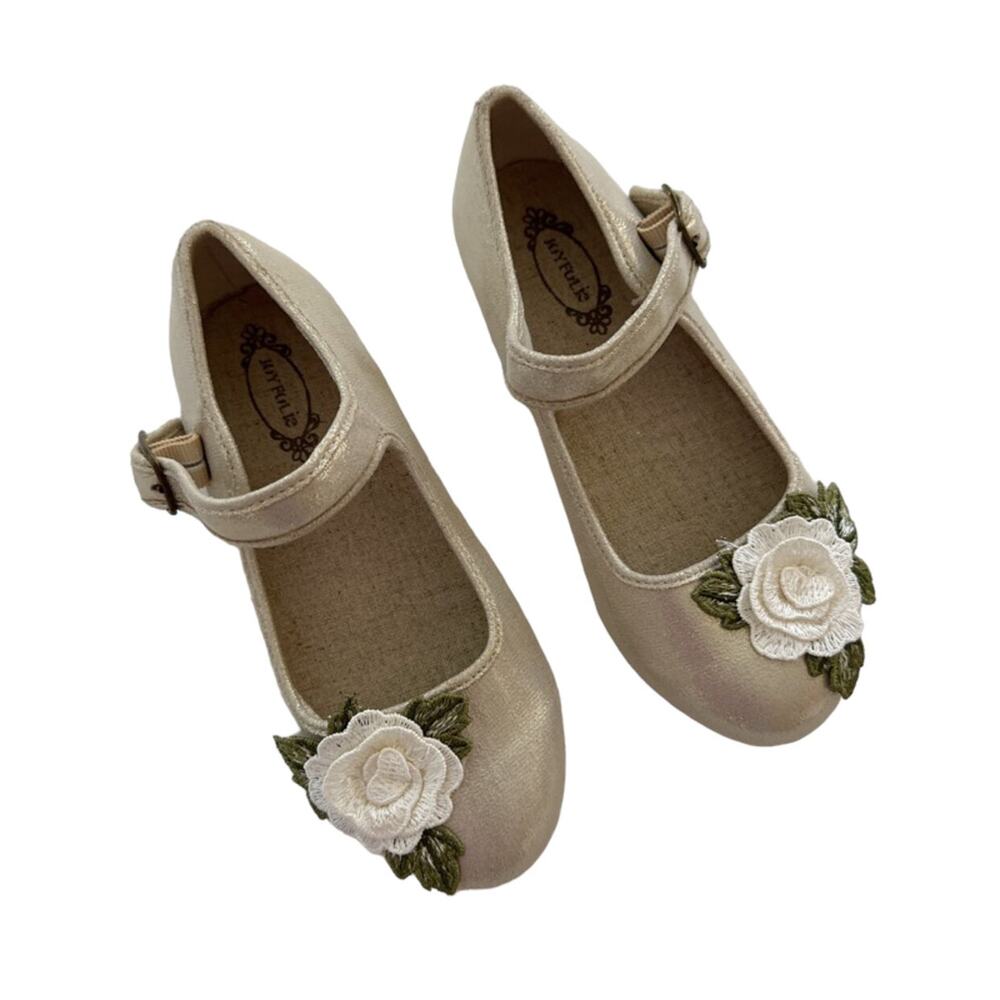 NWOT Joyfolie Gold Flower Lola Mary Jane Flats Size 13